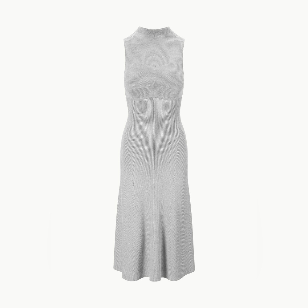 Staud Malachite Rib-Knit Fit & Flare Midi-Dress Size XS